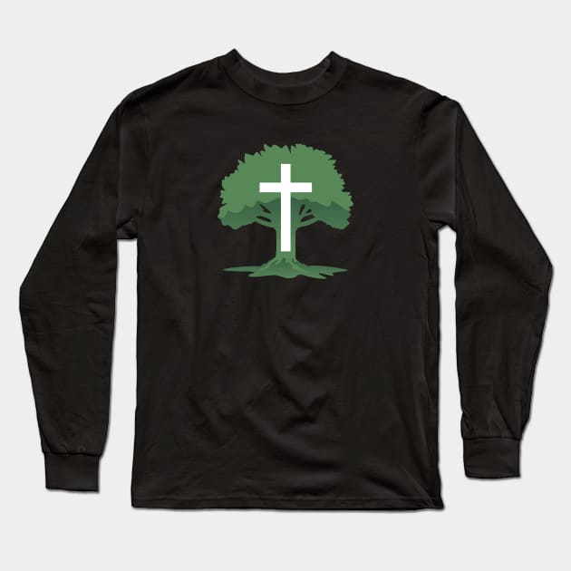 Christian Cross with Tree of Life Long Sleeve T-Shirt by hobrath